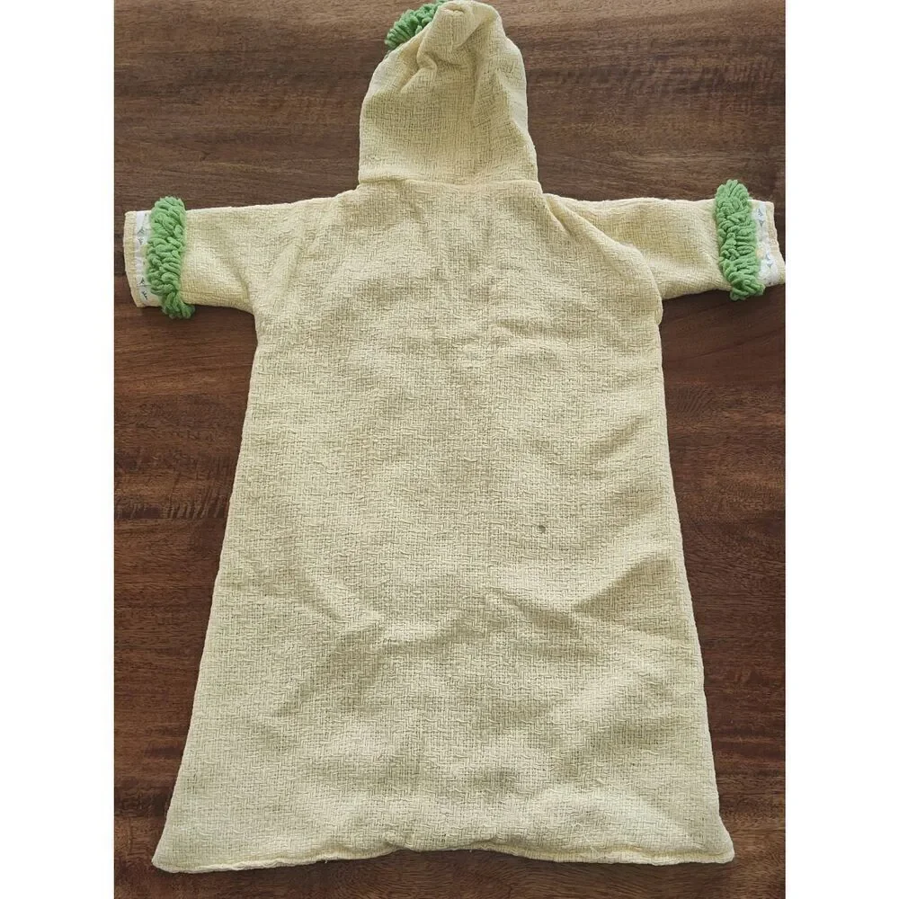Vintage handmade baby bunting w bunny trim yellow green Easter lined
